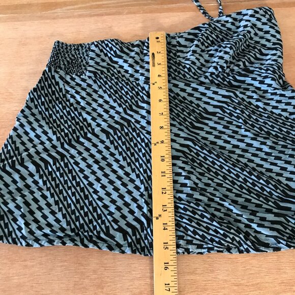 Kamohoalii Halter Top Women L Black Geometric Sleeveless Stretch Hawaiian 16526 - Picture 4 of 10